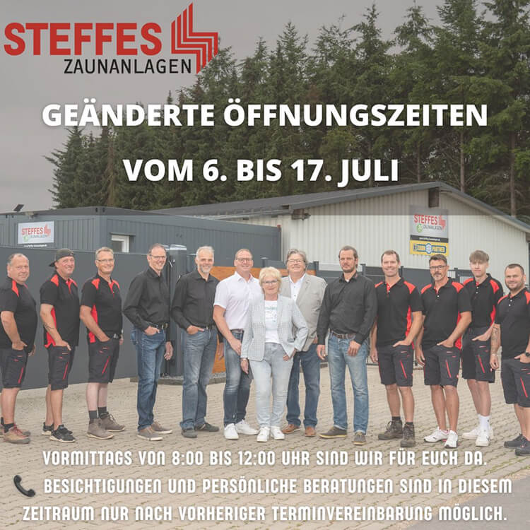 Geänderte Öffnungszeiten vom 6. bis 17. Juli
